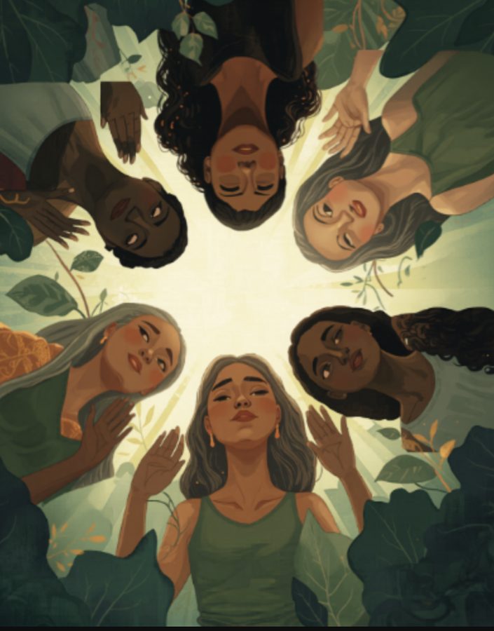 Women gathering in sacred circle